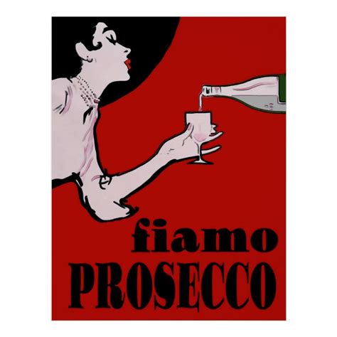 Prosecco Lady In Red Poster Wine Poster Vintage Wine Wine Art