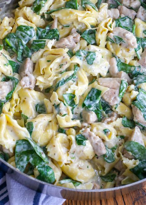 Creamy Parmesan Tortellini With Chicken And Spinach Barefeet In The