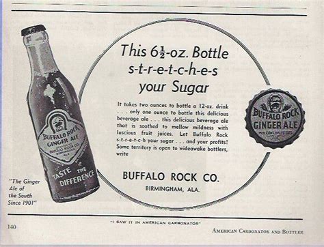 1945 Buffalo Rock Ginger Ale Trade Ad Small Bottle