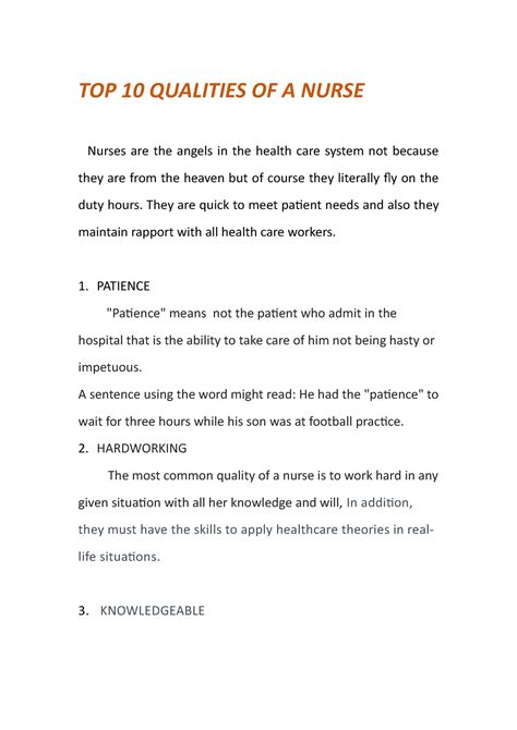 Top 10 Qualities Of A Nurse Top 10 Qualities Of A Nurse Nurses Are