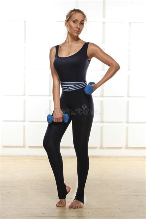 226 Beautiful Blonde Perfect Athletic Slim Figure Engaged Yoga Stock