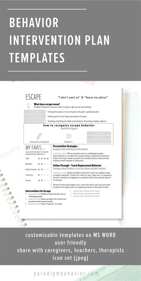 Sample Behavior Intervention Plan For Escape The Document Template