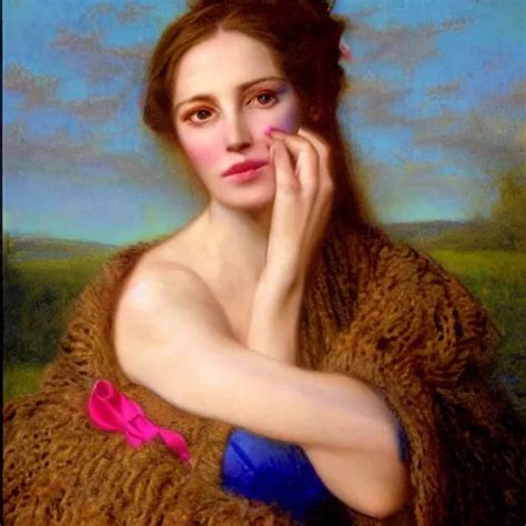 Krea Portrait Of A Woman Dressed In Blue And Pink By Howard David Johnson