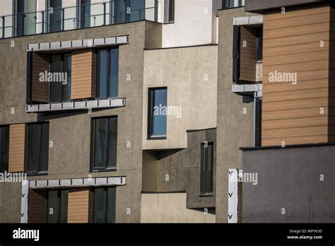 Contemporary design of multifamily living houses. Modern luxury