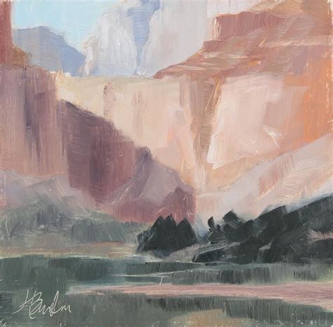 Heather Burton Grand Canyon Study 6 X 6 Oil Abstract Artwork