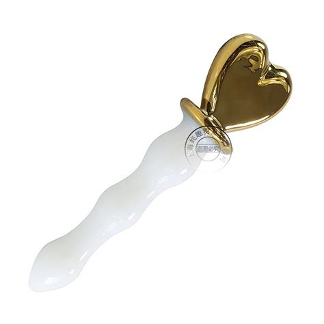 Maryxiong New Gold Heart Glass Dildo Fake Penis Anal Butt Plugs Couple