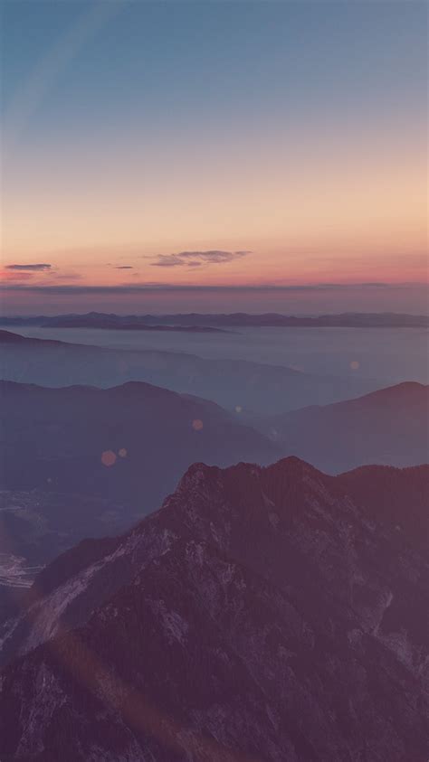 Iphone Wallpaper Ng70 Sky Red Blue Sunset Mountain Hight