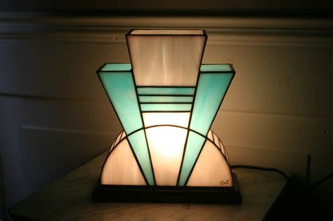 Art Deco Lamp Stained Glass Tiffany 1926 Azur Tm Etsy