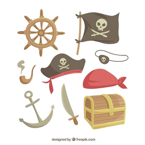 Set Of Pirate Elements Free Vector