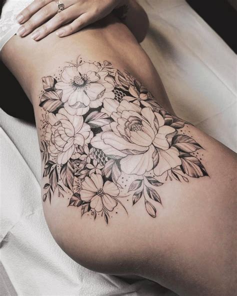 Girls Floral Hip Tattoo