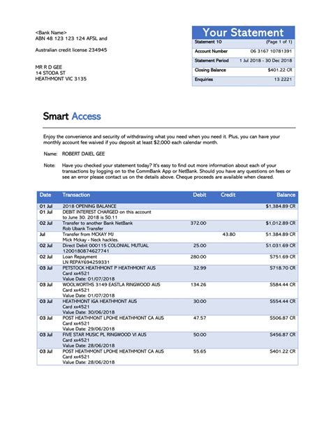 24 Free Personal Bank Statement Templates Word Excel