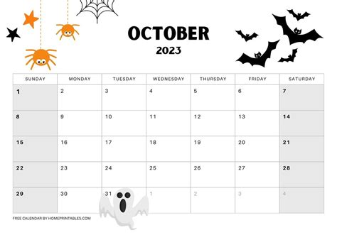 October 2023 Calendar Halloween Free Printable Templates