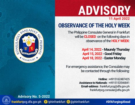 Advisory On Observance Of The Holy Week