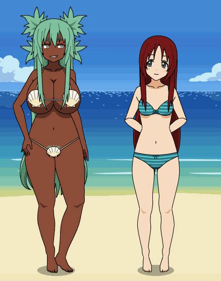 Rule 34 2girls Animated Beach Bikini Breast Expansion Dark Skin