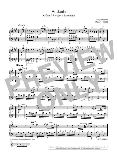 Andante In A Major Sheet Music Direct