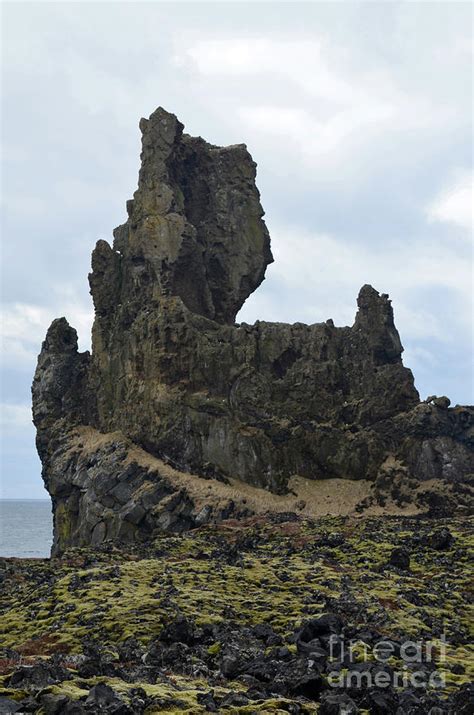 Large Unusual Rock Formation Of Londrangar In Iceland Photograph By