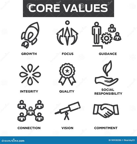 Company Core Values Square Solid Icons For Websites Or Infographics