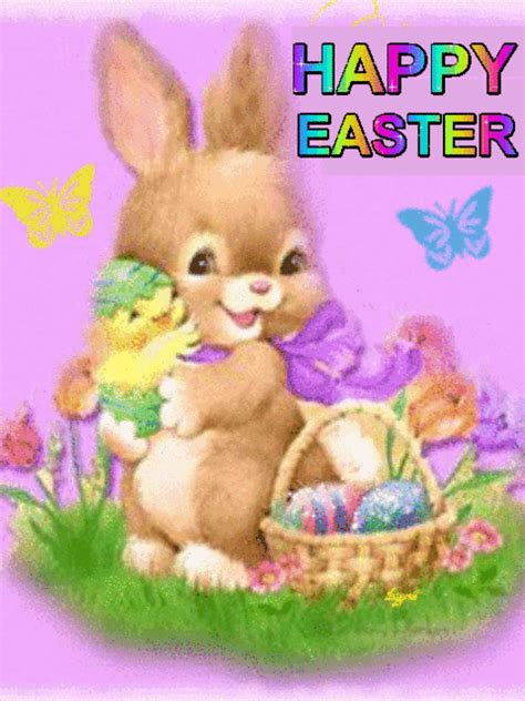 Chick Hugging Brown Bunny Happy Easter Pictures Photos And Images