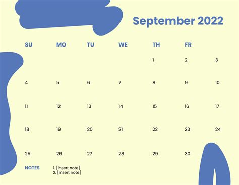 Free September 2022 Calendar Word Template Download