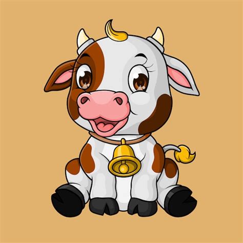 Cute Baby Cow Cartoon Hand Drawn Vector Premium Vector