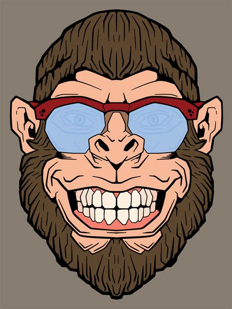 Illustration Of Crazy Monkey With Sunglasses 15303237 Vector Art At