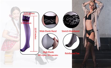 Duufin 11 Pairs Lace Top Stocking Thigh High Socks Lace Thigh High Stocking Sexy Stockings For