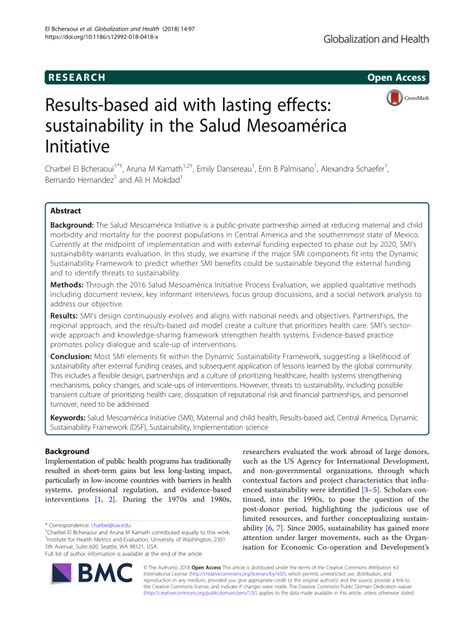 Pdf Results Based Aid With Lasting Effects Sustainability In The