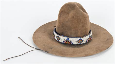 Lot 587 2 Western Hats W Native American Beaded Bands Western Hats