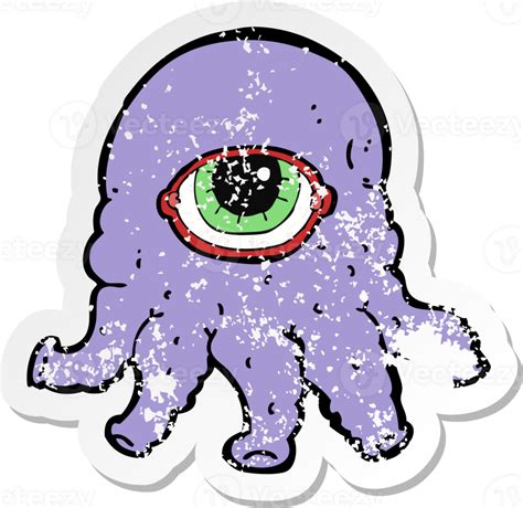 Retro Distressed Sticker Of A Cartoon Alien Head 36364046 Png