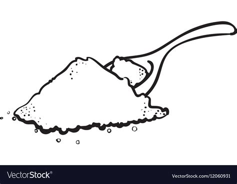 Outline Spoon Pile Salt Cooking Royalty Free Vector Image