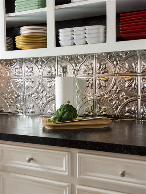 How To Use Tin Ceiling Tiles As A Backsplash Hgtv