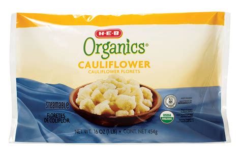 H E B Organics Frozen Steamable Cauliflower Florets Shop Broccoli