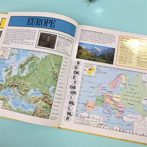 Vintage 1980s Childrens Atlas Book Vintage Childrens World Map Book