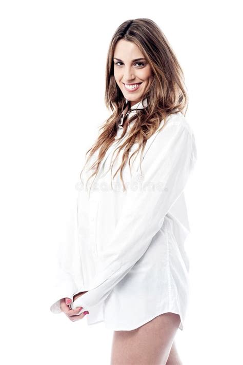 Sensual Female Posing In White Shirt Stock Image Image Of Sensual