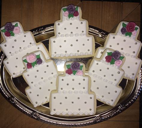 Wedding Cookie Wedding Cake Cookie Royal Icing Silver Dragees
