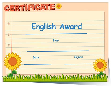 Certificate Template For English Award 455508 Vector Art At Vecteezy