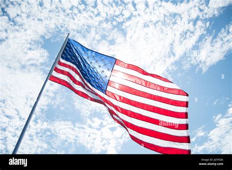 American Flags Blowing In The Wind Stock Photo Alamy