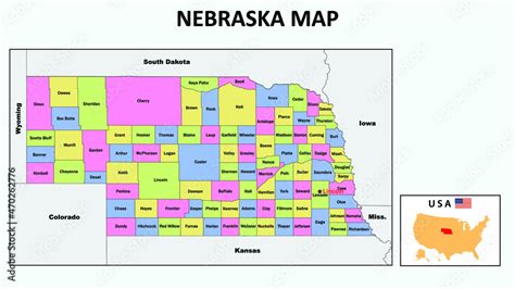 Stockvector Nebraska Map State And District Map Of Nebraska Political