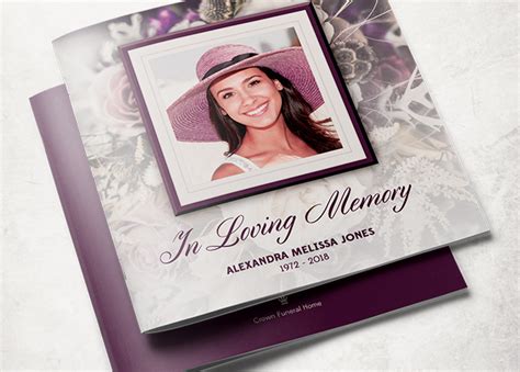 Purple Rose Funeral Program Template Inspiks Market