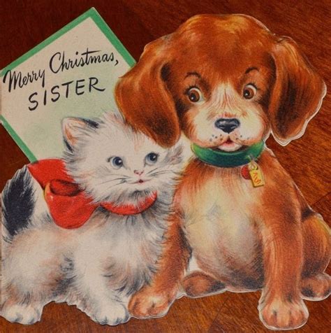 Pin By Daniele On Cats And Dogs Together Vintage Christmas Vintage