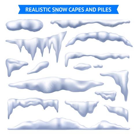 Snow Pile Vector Png Images Snow White Capes And Piles Realistic Set