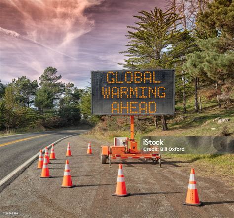 Global Warming Ahead Roadside Sign Trailer Mobile Warning Sign Parked