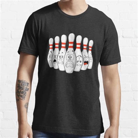 Cartoon Bowling Funny Scared Bowling Pins Funny Bowling Design For Women Men T Shirt For Sale