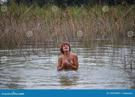 Beautiful Nude Woman Bathing In The Lake Stock Image Image Of Adult