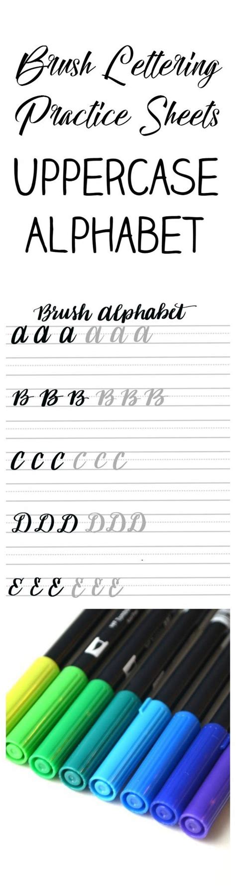 Free Brush Lettering Uppercase Alphabet Practice Sheets Doodle
