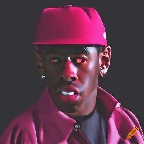 Image Of Tyler The Creator With Red Eyes In A Dark Setting