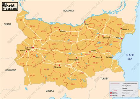 Digital Postcode Map Bulgaria 2 Digit 74 The World Of