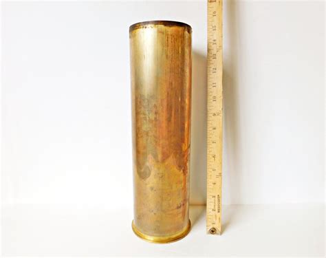 Vintage 105mm M14 Howitzer Brass Artillery Shell Rustic Military Decor