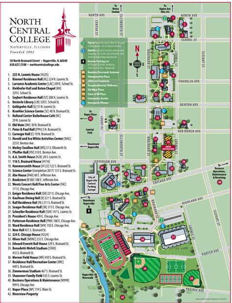 North Central College Campus Map Map Vector
