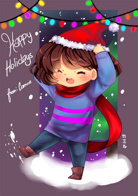 Safebooru 1girl Brown Hair Camiiie Christmas Christmas Lights